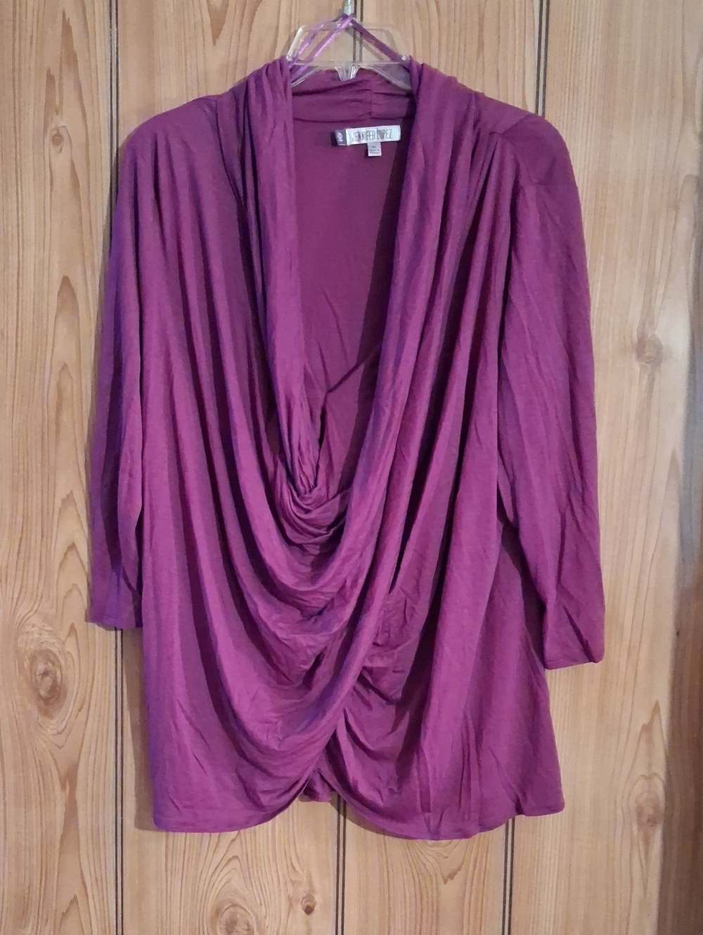 Jennifer Lopez Draped Cowl Neck Tunic - Plum